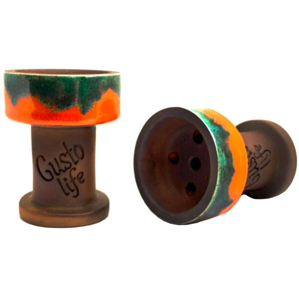 Чашка глиняная Gusto Bowls Rook 16 (Зеленый с оранжевым)