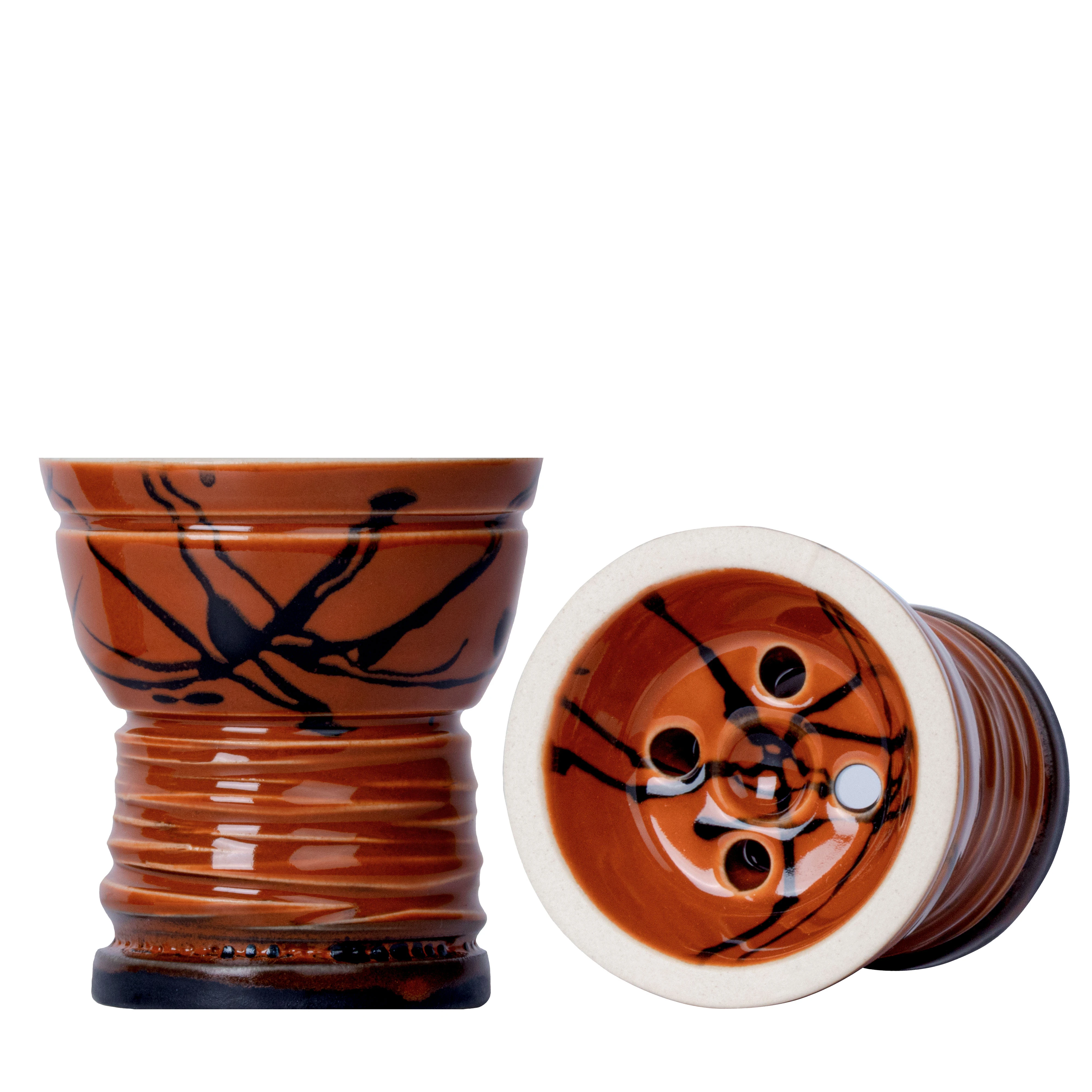 Чашка глиняная Sweet Bowls New Turkish Glaze (Оранжевый с черным)