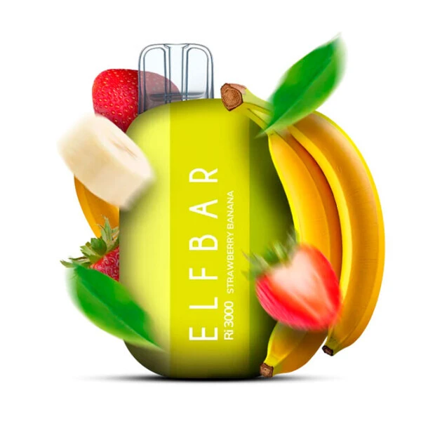 Одноразовая электронная сигарета Elf Bar Ri Strawberry Banana (Клубника Банан) (3000 Затяжек)