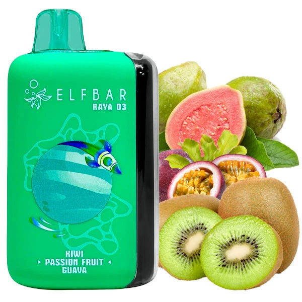 Одноразовая электронная сигарета Elf Bar Raya D3 Kiwi Passion Fruit Guava (Киви Маракуйя Гуава) (25000 Затяжек)