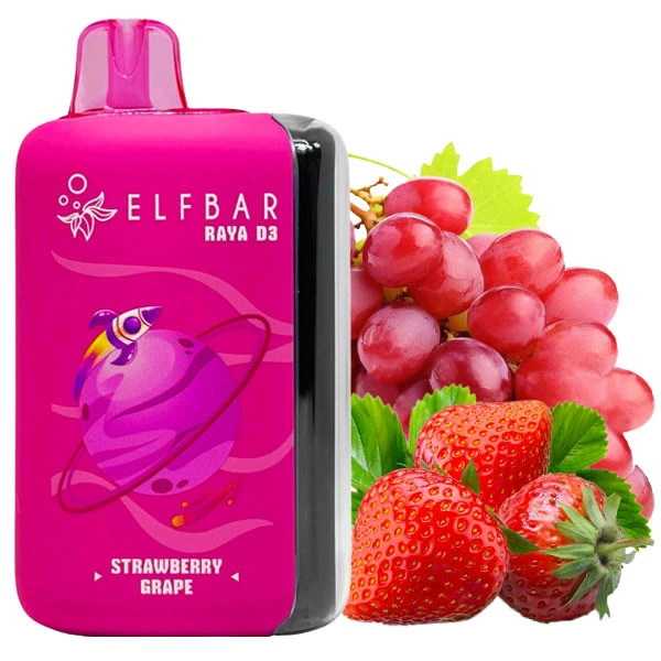 Одноразова електронна сигарета Elf Bar Raya D3 Strawberry Grape (Полуниця Виноград) (25000 Затяжок)