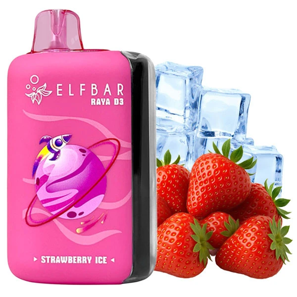 Одноразова електронна сигарета Elf Bar Raya D3 Strawberry Ice (Полуниця Лід) (25000 Затяжок)