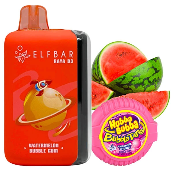 Одноразовая электронная сигарета Elf Bar Raya D3 Watermelon Bubble Gum (Арбуз Бабл Гамм) (25000 Затяжек)