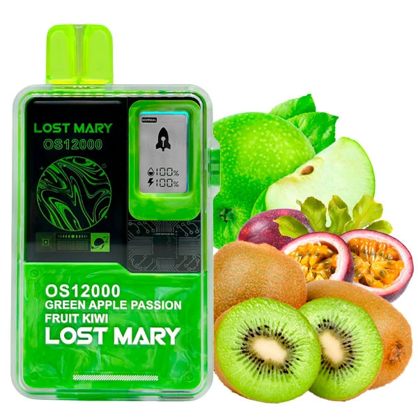 Одноразова електронна сигарета Lost Mary OS Green Apple Passion Fruit Kiwi (Зелене яблуко Маракуя Ківі) (12000 Затяжок)