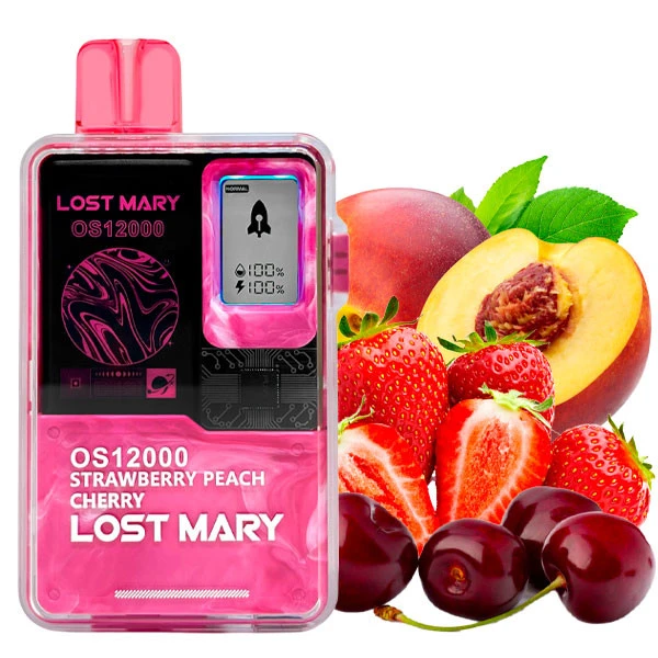 Одноразовая электронная сигарета Lost Mary OS Strawberry Peach Cherry (Клубника Персик Вишня) (12000 Затяжек)
