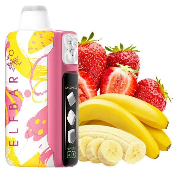 Одноразова електронна сигарета Elf Bar Sweet King Strawberry Banana (Полуниця Банан) (30000 Затяжок)