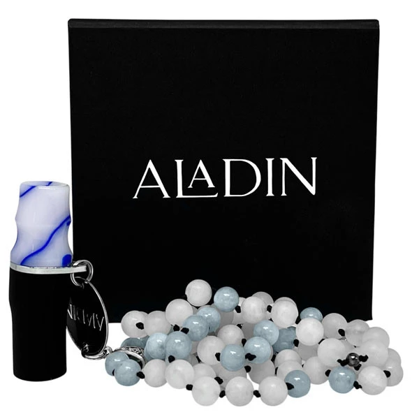 Персональный мундштук в упаковке Aladin Premium (Белый с синим) — фото 2