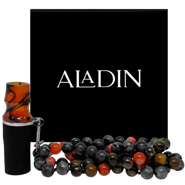 Персональный мундштук в упаковке Aladin Premium (Оранжевый с черным) — фото 2