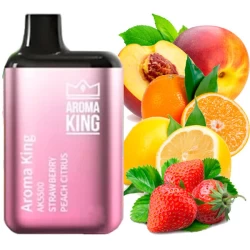 Одноразовая электронная сигарета Aroma King Strawberry Peach Citrus (Клубника Персик Цитрус) (5500 Затяжек)