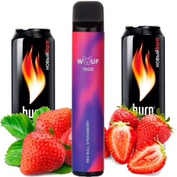Одноразовая электронная сигарета Wouf Red Bull Strawberry (Энергетик Клубника) (1500 Затяжек)