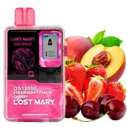 Одноразова електронна сигарета Lost Mary OS Strawberry Peach Cherry (Полуниця Персик Вишня) (12000 Затяжок)