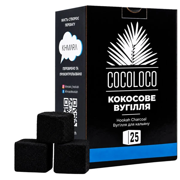 Уголь кокосовый Khmara Coco Loco 1кг 72кубика в упаковке