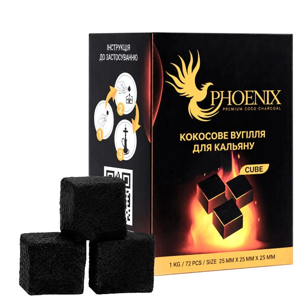 Уголь кокосовый Phoenix 1кг 72кубика  в упаковке